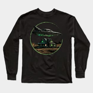 UFO Flying Saucer Alien Abduction Long Sleeve T-Shirt